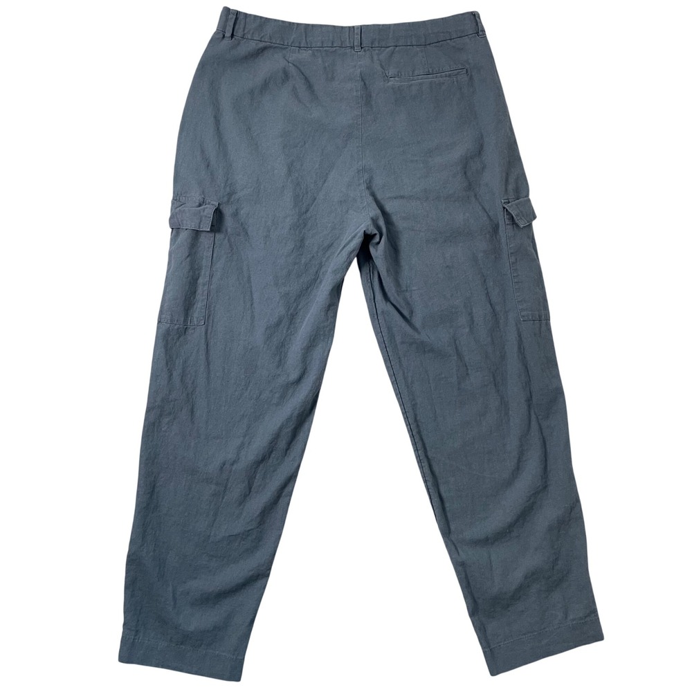 Old Navy Pants Womens XL Tall Blue Linen Blend Taylor High Rise Straight Trouser - Picture 2 of 7